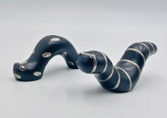 Emilia Castillo Taxco Plata Pura Esculturas "Oruga" de plata y porcelana, Pareja