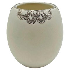 Emilia Castillo Taxco Pure Silver & Porcelain Vase, Mexico