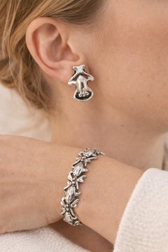 Emilia Castillo Taxco Sterling Silver Frog Bracelet & Earrings Set