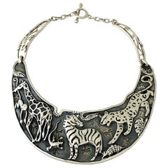 Emilia Castillo Taxco Sterling Silver Necklace Exotic Animal Motif