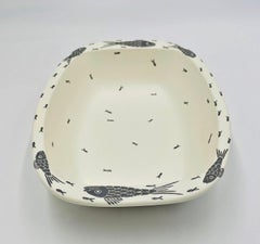 Emilia Castillo Vintage Porcelain & Pure Silver Serving Bowl, Mexican Modern