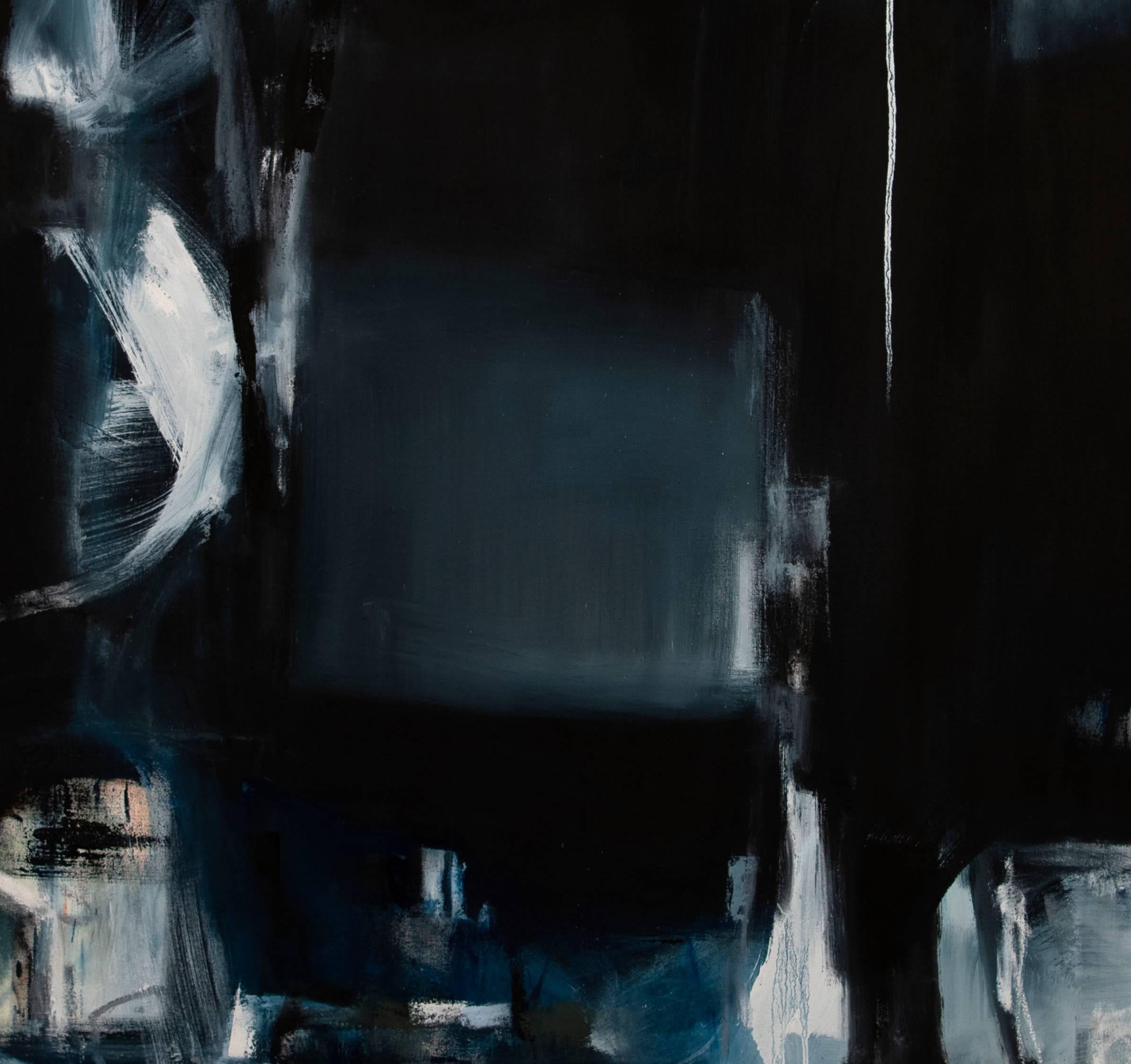 Night with the Oracle - Black Abstract Painting by Emilia Dubicki