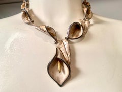 Emilia "Mimi" Castillo Sterling Silver and Blush Pink Enamel Calla Lily Necklace