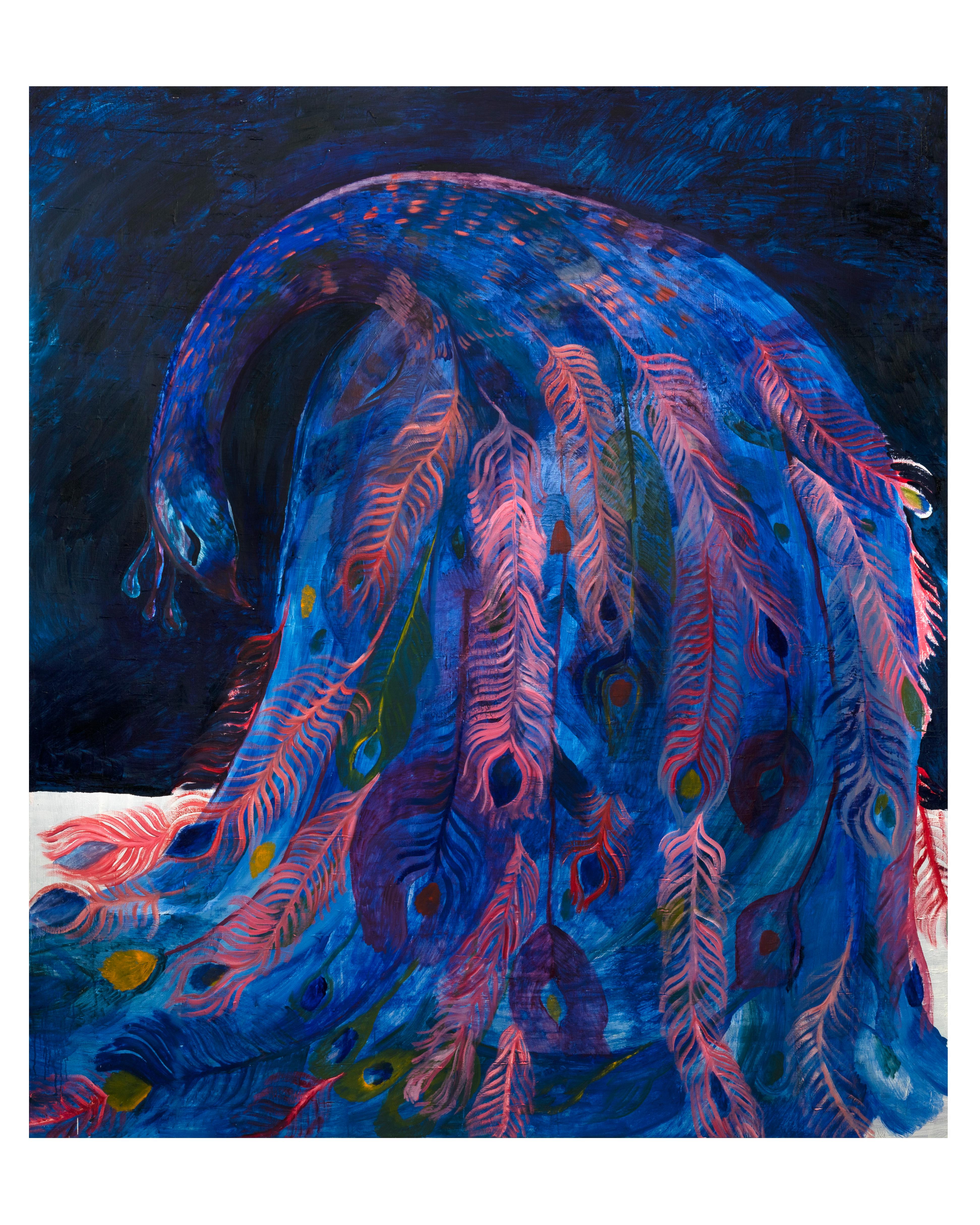 Emilia Olsen Animal Painting – Großer Pfau