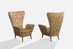 Emilia Sala & Giorgio Madini, Lounge Chairs, Fabric, Wood, Italy, 1950s
