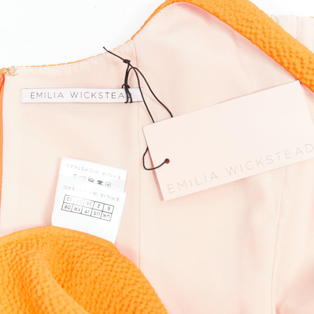 EMILIA WICKSTEAD 2021 Galen orange cloque fit flare midi dress UK6 XS For Sale 3