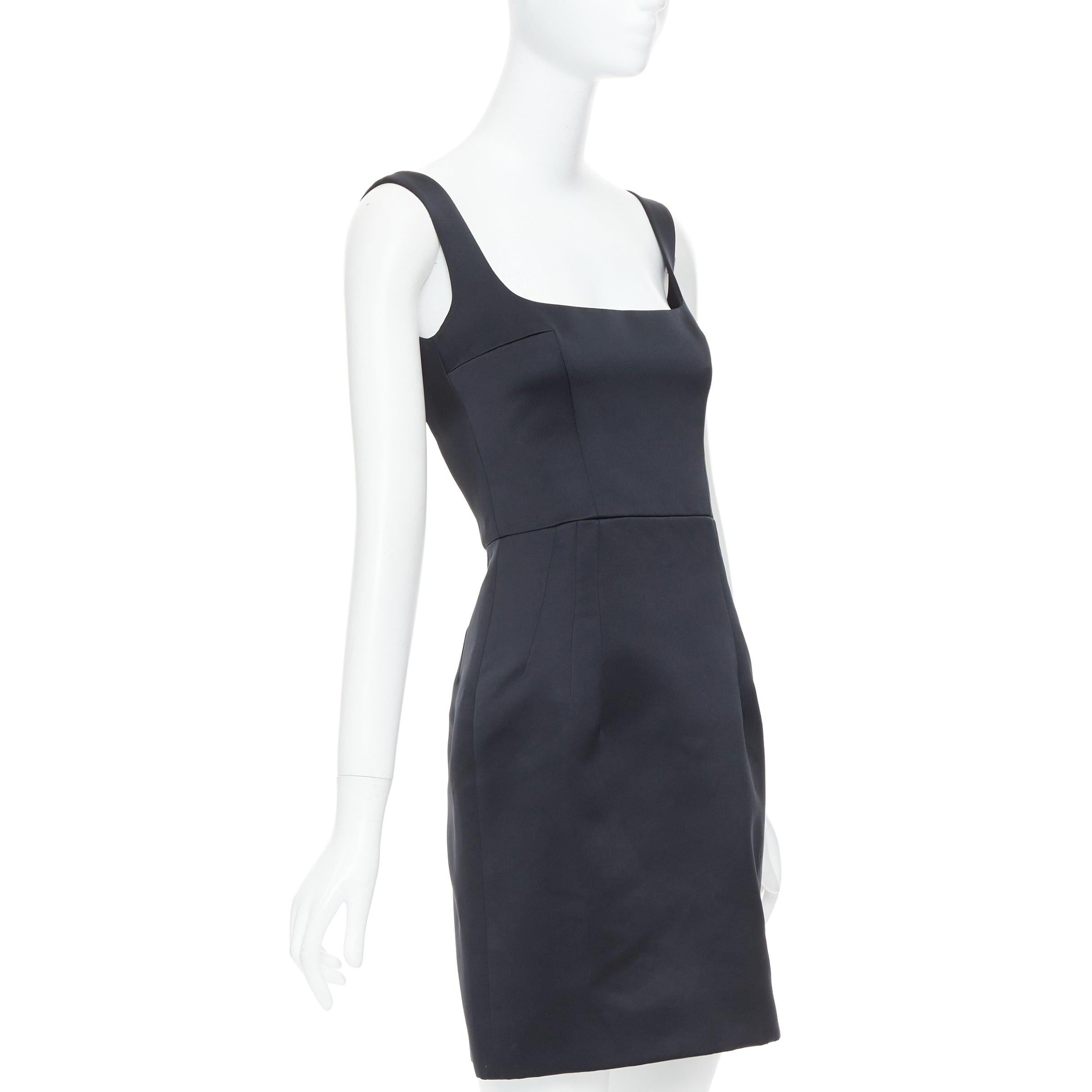 Black EMILIA WICKSTEAD 2021 Salma black duchess satin structured hip dress UK6 S For Sale