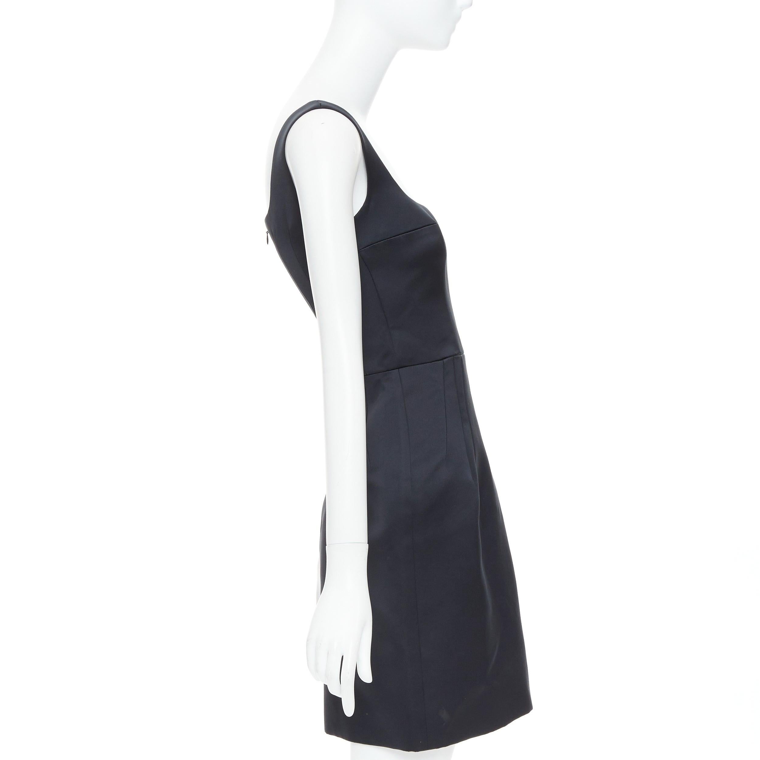 EMILIA WICKSTEAD 2021 Salma black duchess satin structured hip dress UK6 S In Good Condition For Sale In Hong Kong, NT