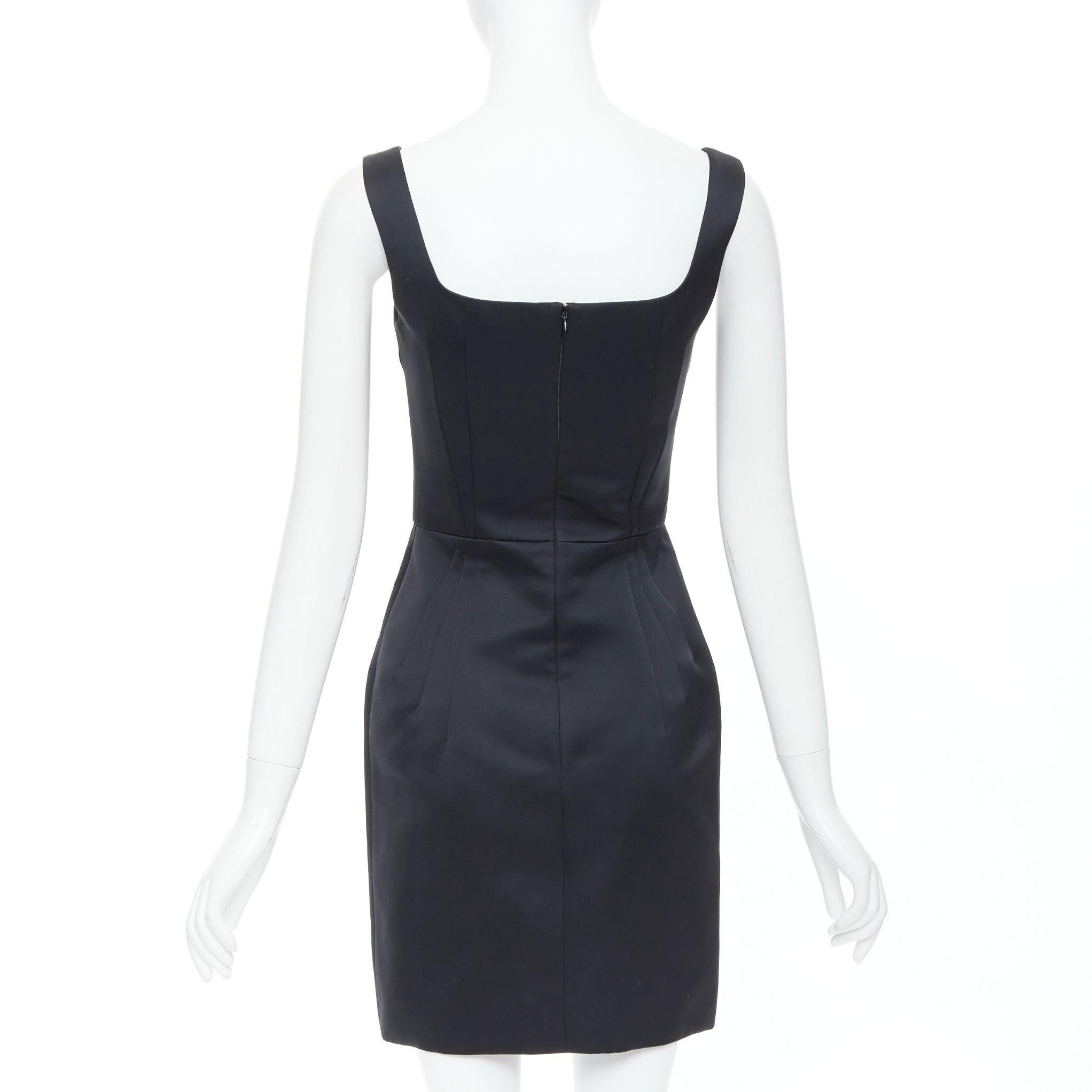 Women's EMILIA WICKSTEAD 2021 Salma black duchess satin structured hip dress UK6 S For Sale