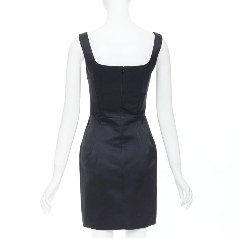 emilia wickstead salma duchesse-satin mini dress EMILIA WICKSTEAD 2021 Salma black duchess satin structured hip dress UK6 S