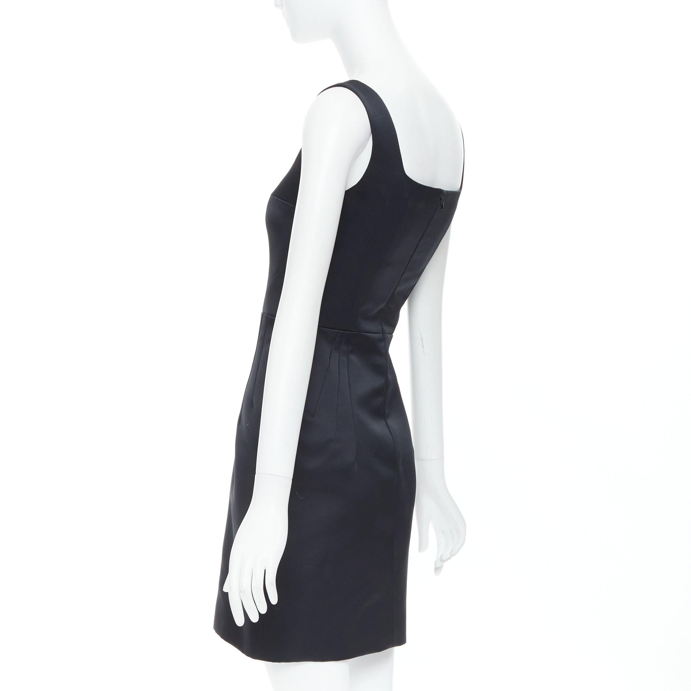 EMILIA WICKSTEAD 2021 Salma black duchess satin structured hip dress UK6 S For Sale 1