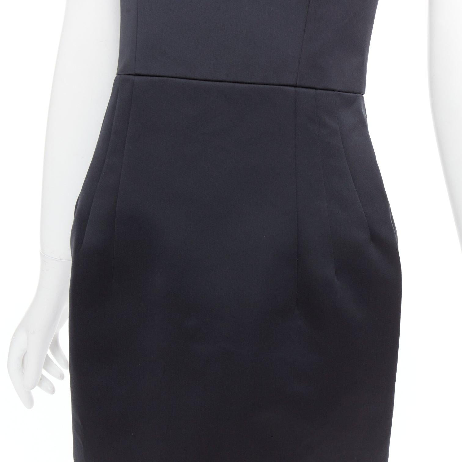 EMILIA WICKSTEAD 2021 Salma black duchess satin structured hip dress UK6 S For Sale 2