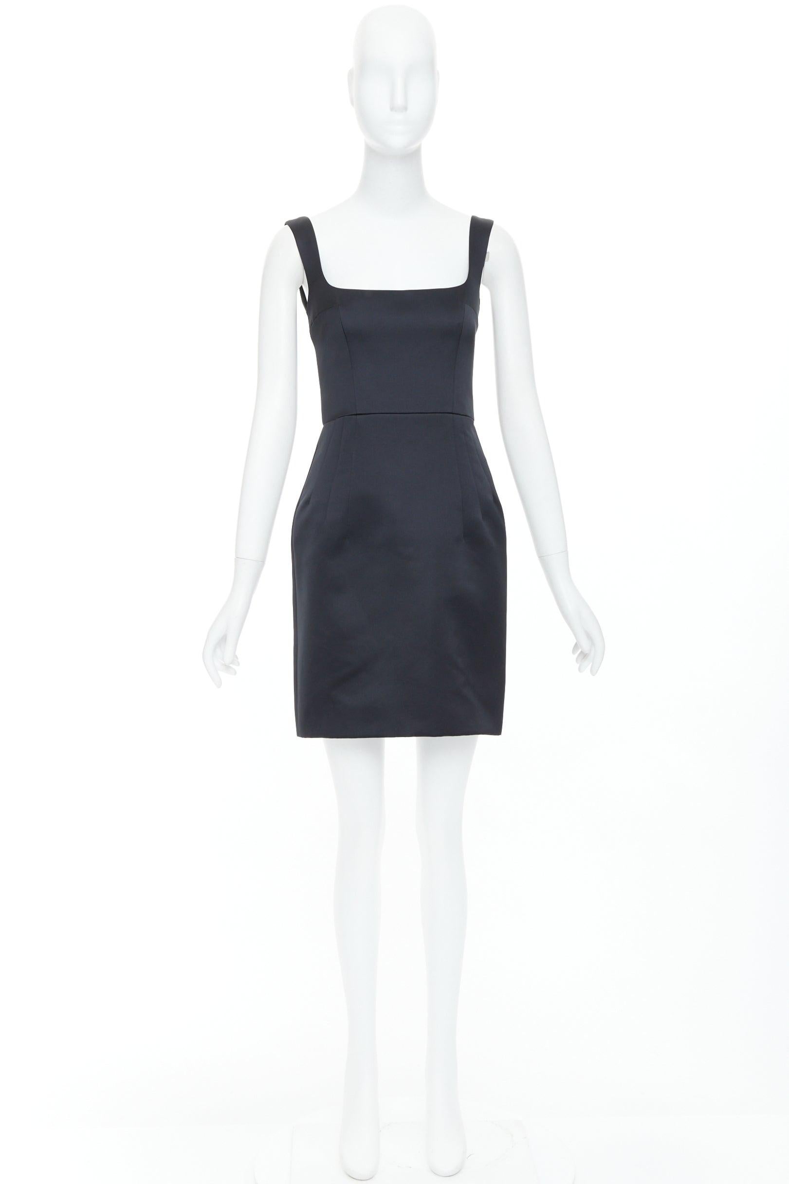 EMILIA WICKSTEAD 2021 Salma black duchess satin structured hip dress UK6 S For Sale 4