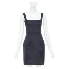 Emilia Wickstead 2021 Salma, abito in raso duchesse nero strutturato sui fianchi UK6 S