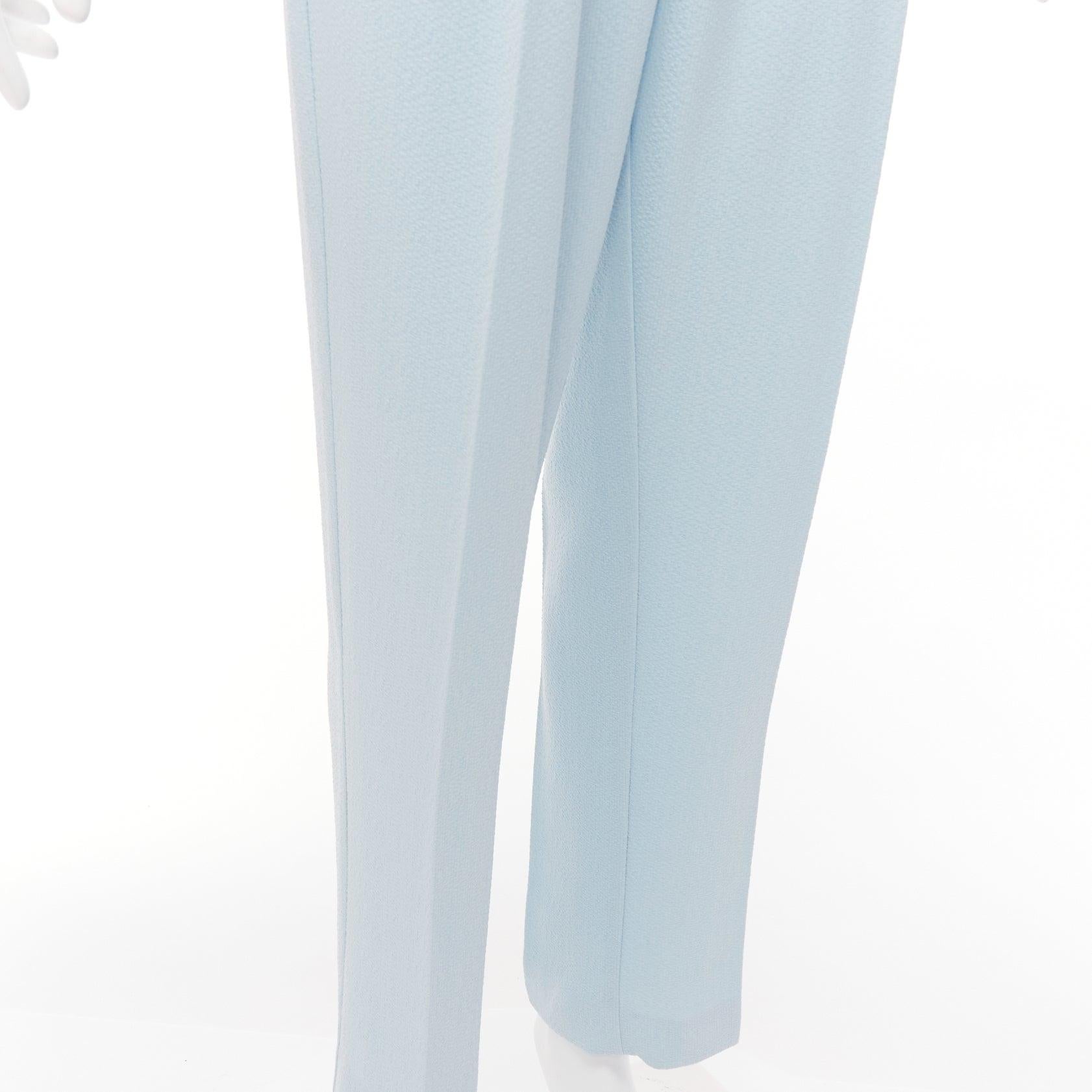 EMILIA WICKSTEAD baby blue crepe pleated waist tapered pants UK6 XS For Sale 2