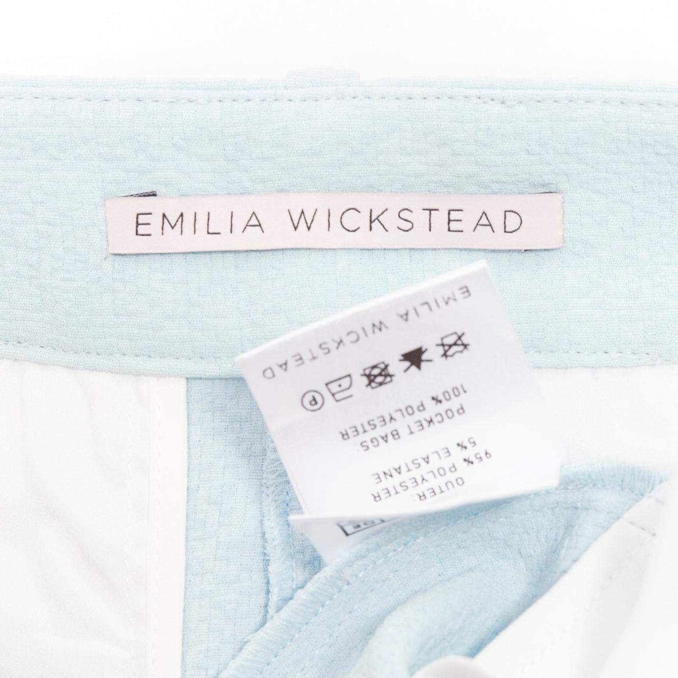 EMILIA WICKSTEAD baby blue crepe pleated waist tapered pants UK6 XS For Sale 3