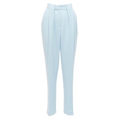 EMILIA WICKSTEAD baby blue crepe pleated waist tapered pants UK6 XS