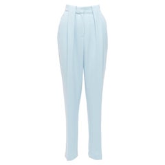 EMILIA WICKSTEAD baby blue crepe pleated waist tapered pants UK6 XS