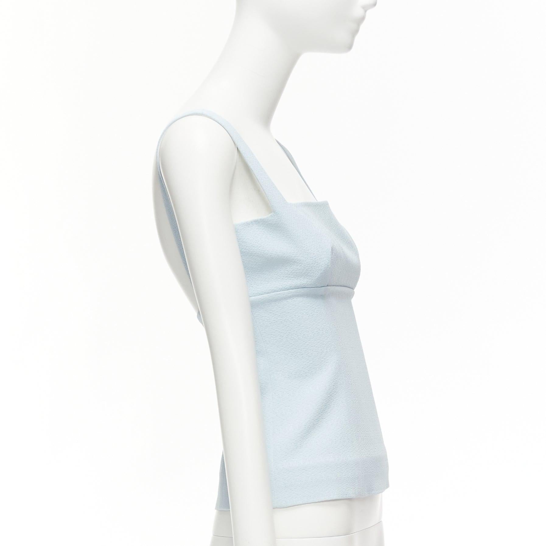 EMILIA WICKSTEAD baby blue crepe square neck darted top UK6 XS In New Condition In Hong Kong, NT