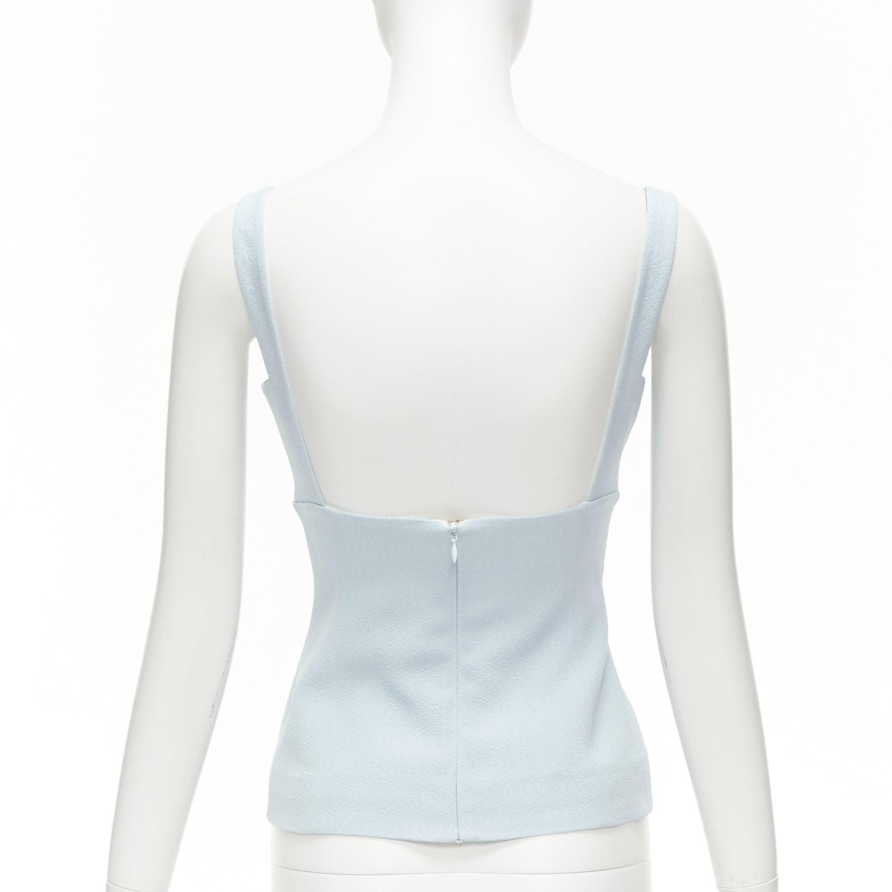 Women's EMILIA WICKSTEAD baby blue crepe square neck darted top UK6 XS