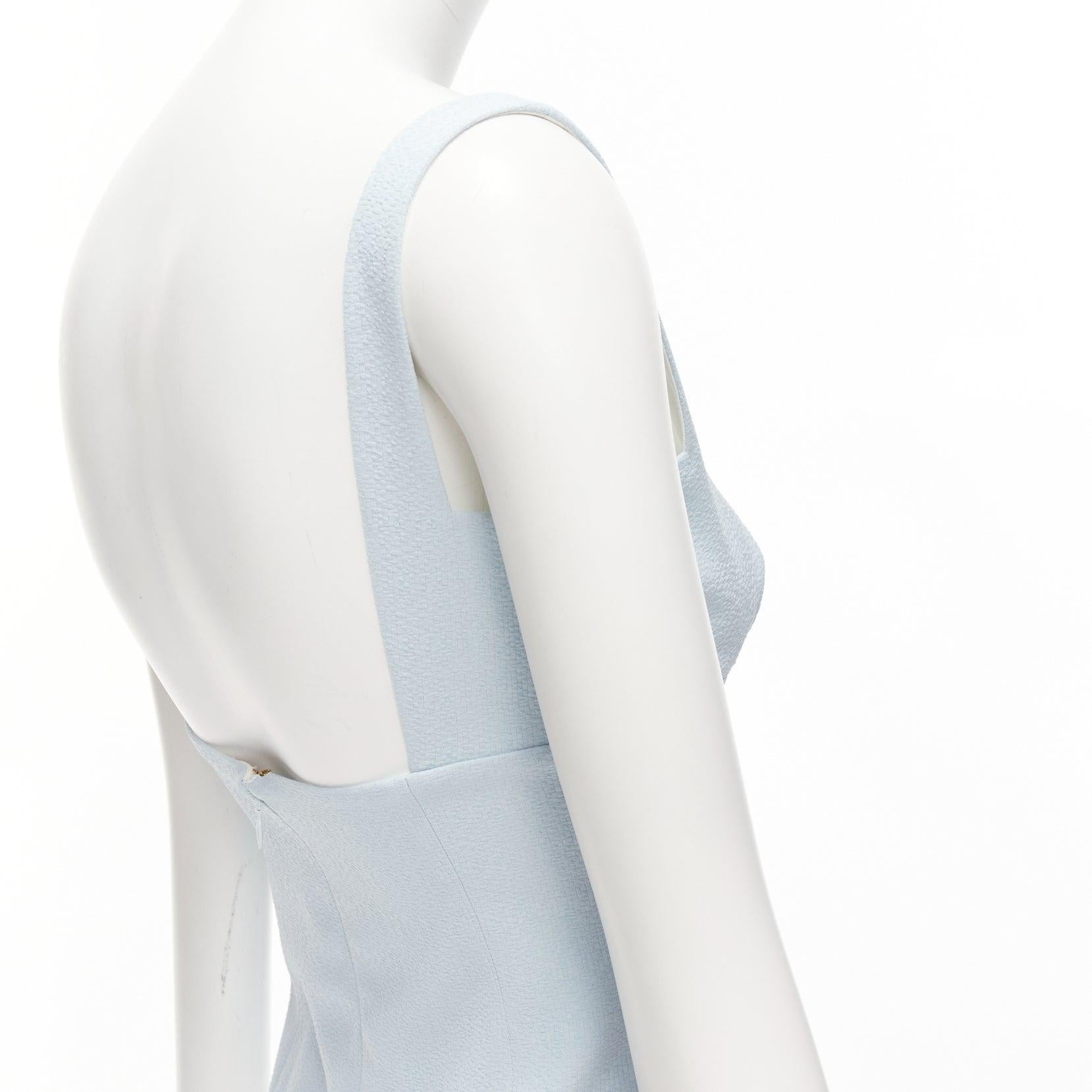 EMILIA WICKSTEAD baby blue crepe square neck darted top UK6 XS 2