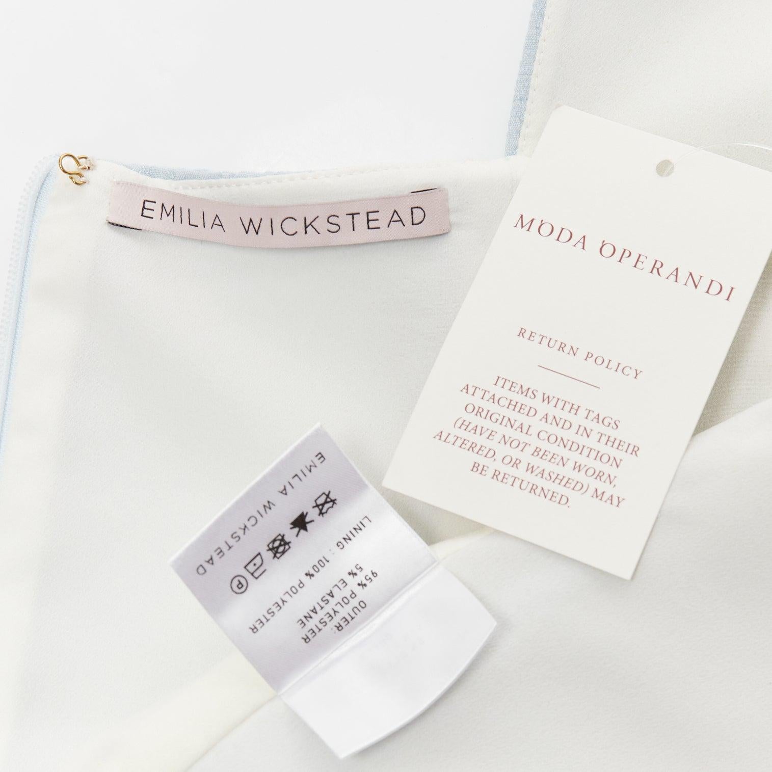 EMILIA WICKSTEAD baby blue crepe square neck darted top UK6 XS 3