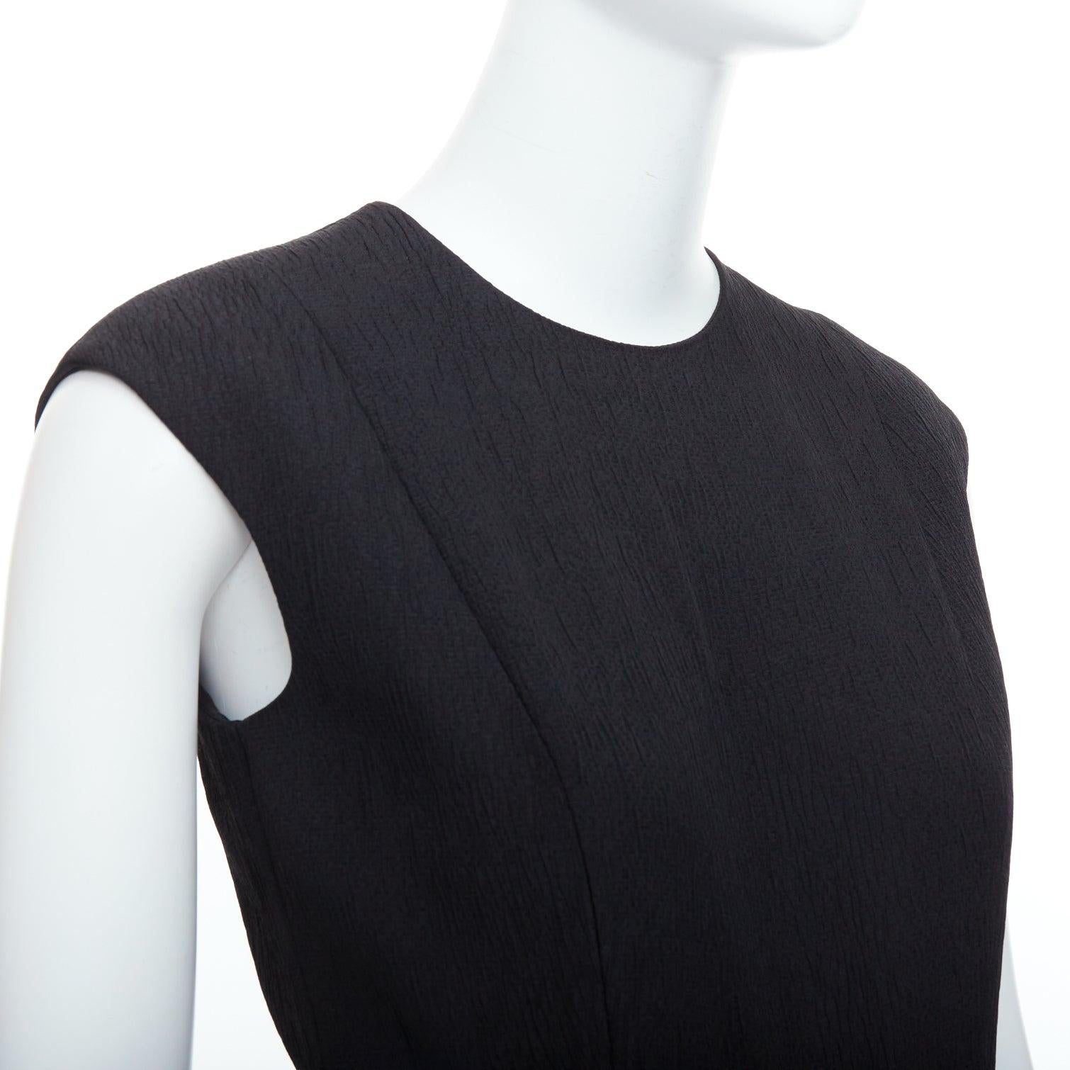 EMILIA WICKSTEAD black cloque crew neck cropped belted jumpsuit UK8 S For Sale 2