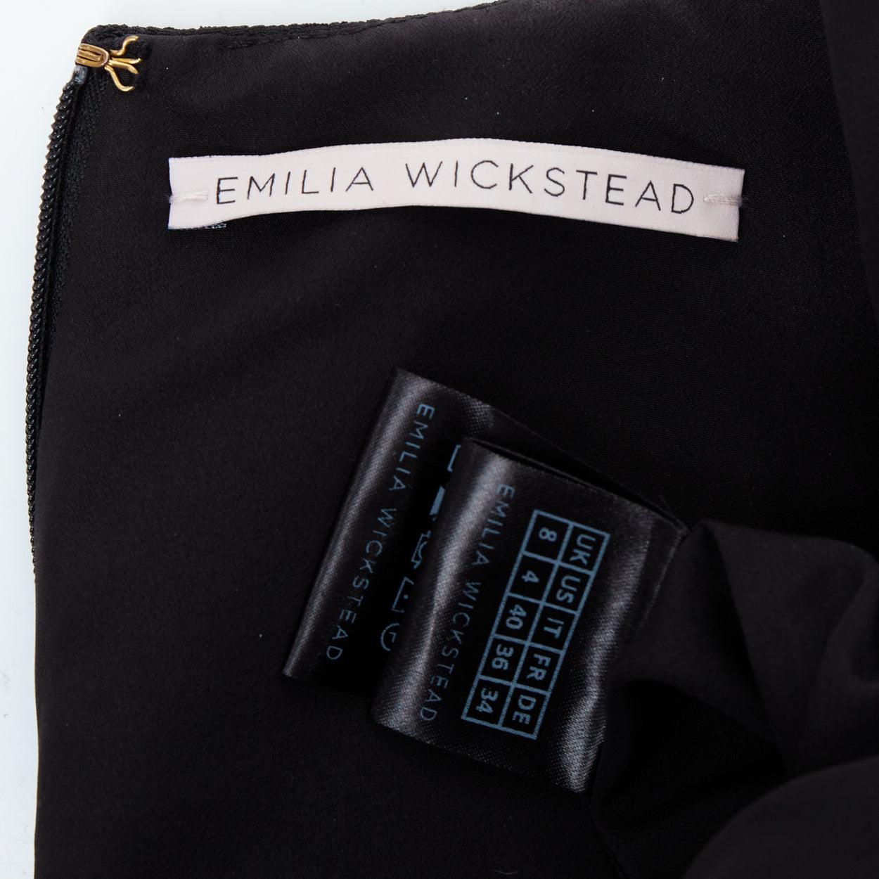 EMILIA WICKSTEAD black cloque crew neck cropped belted jumpsuit UK8 S For Sale 3