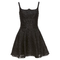 EMILIA WICKSTEAD Robe évasée à décolleté évasé en dentelle florale noire et cachemire GB8 S