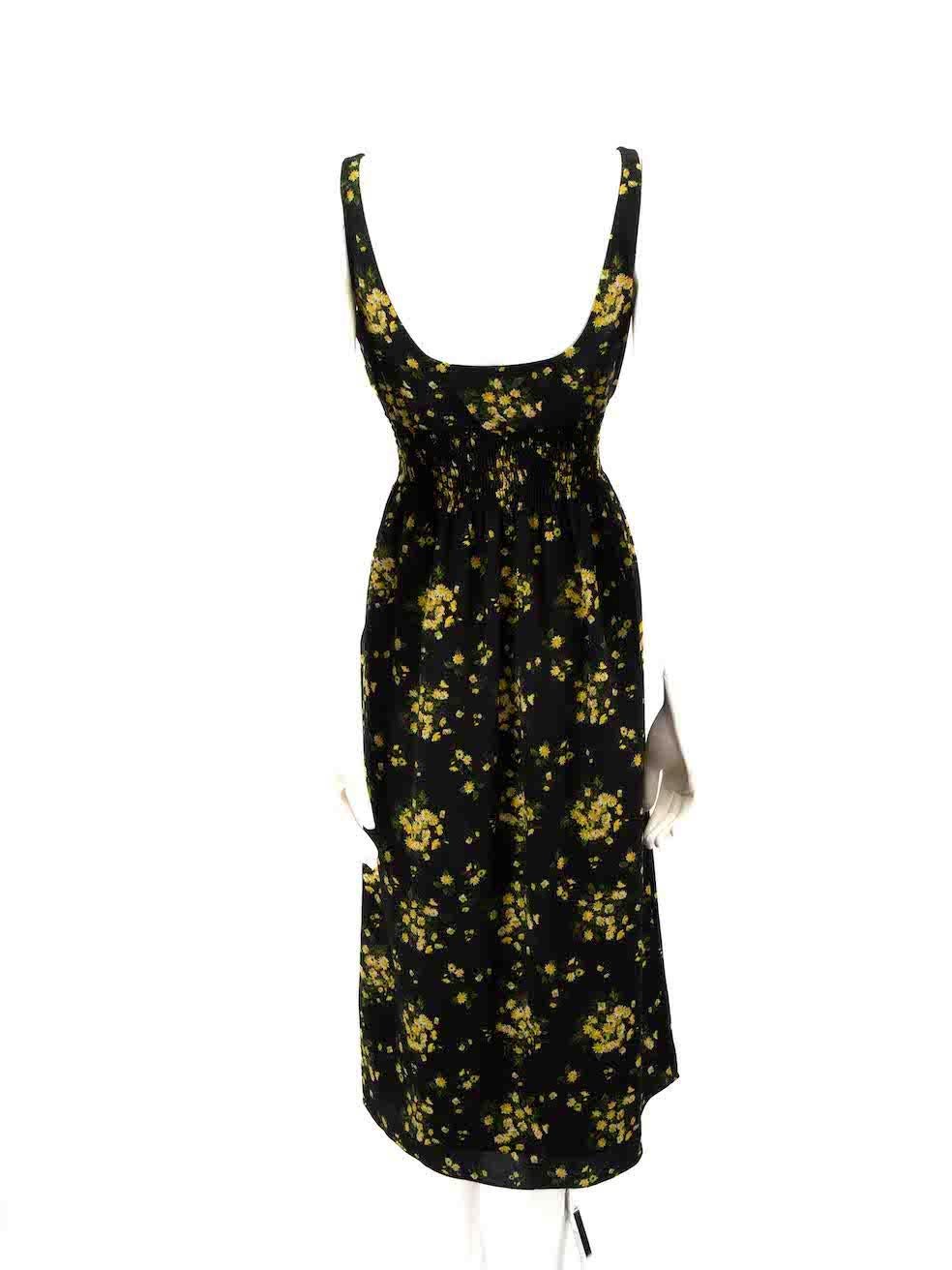 Emilia Wickstead Black Floral Sleeveless Midi Dress Size M In Good Condition For Sale In London, GB