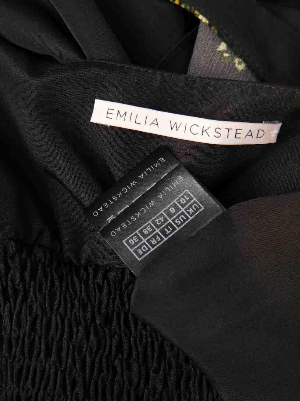 Women's Emilia Wickstead Black Floral Sleeveless Midi Dress Size M For Sale