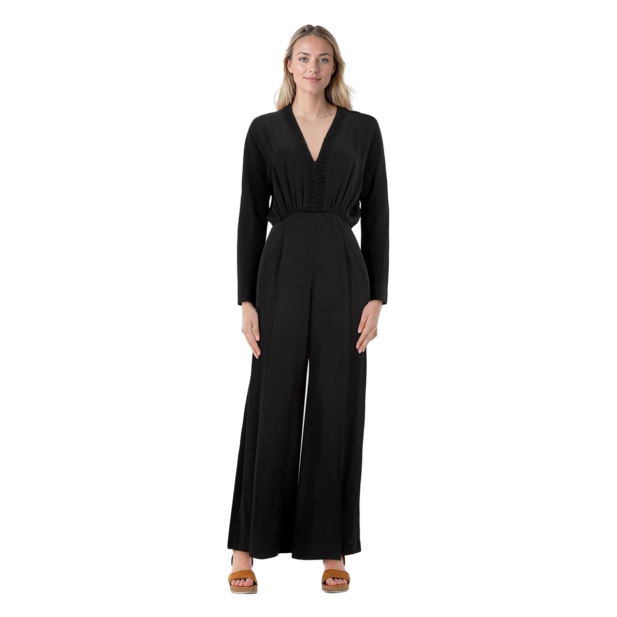 Emilia Wickstead Tuta nera con scollo a V e maniche lunghe taglia M. in vendita