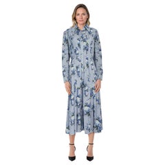 Emilia Wickstead Blue Floral Pleated Maxi Shirt Dress Size XL