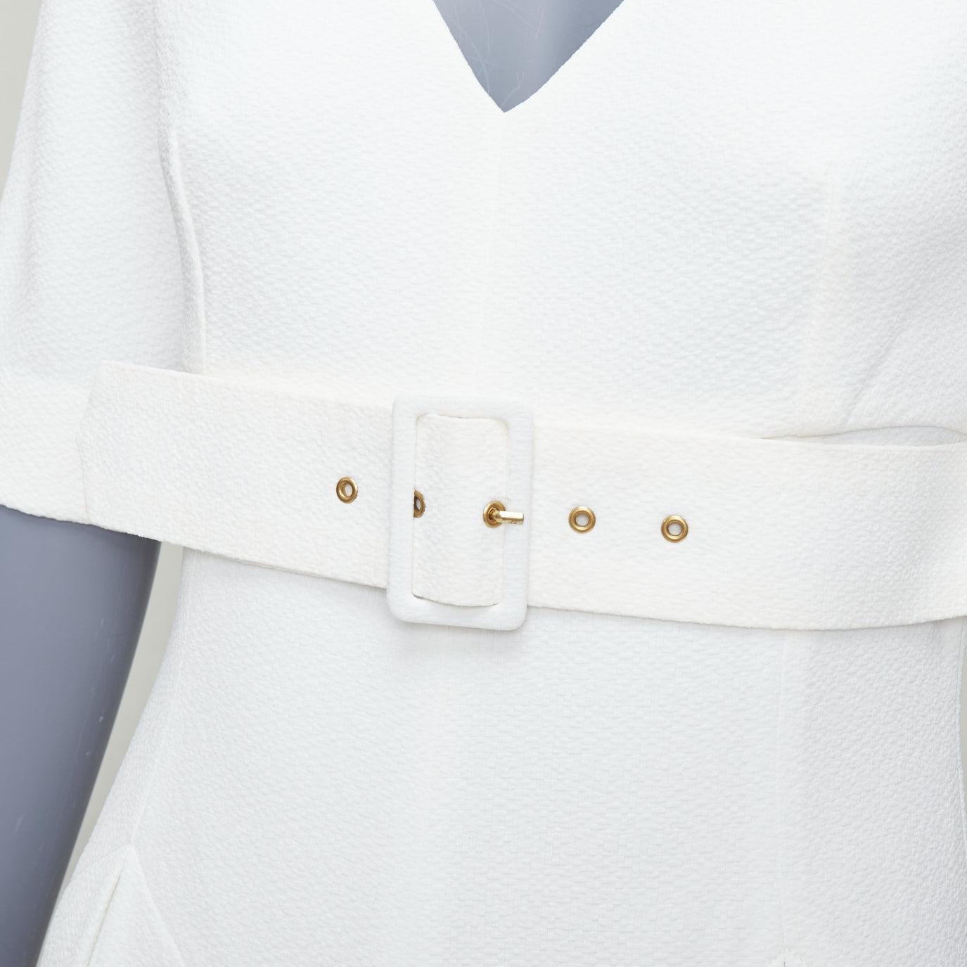 EMILIA WICKSTEAD cream cloque wide leg v neck belted jumpsuit UK8 S
Reference: LNKO/A02445
Brand: Emilia Wickstead
Material: Polyester, Blend
Color: Cream
Pattern: Solid
Closure: Belt
Lining: Cream Fabric
Made in: United
