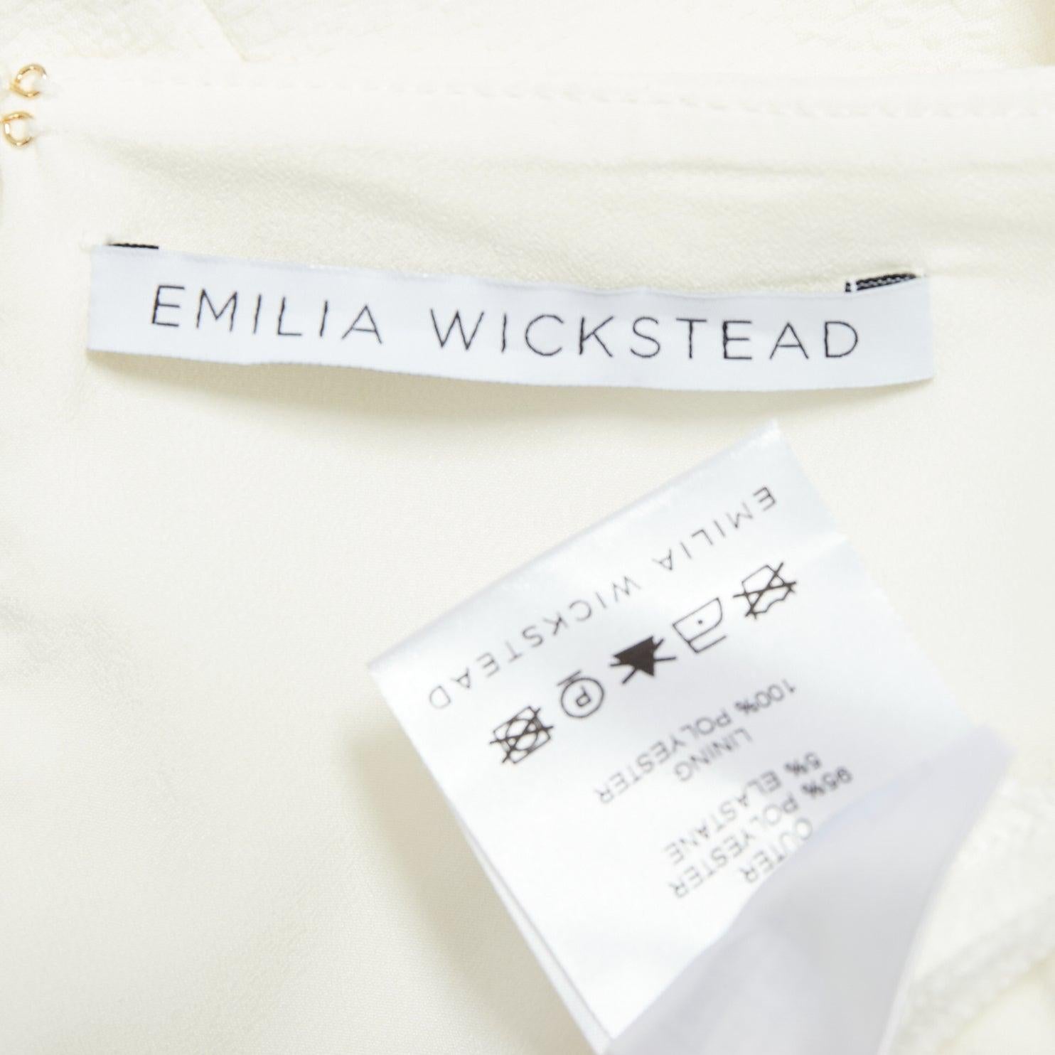 EMILIA WICKSTEAD cream cloque wide leg v neck belted jumpsuit UK8 S For Sale 3