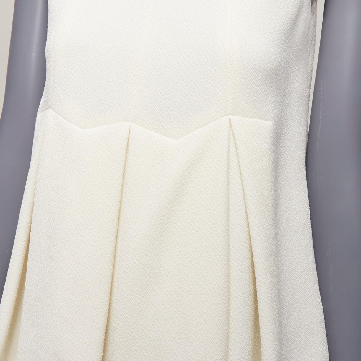 Gray EMILIA WICKSTEAD cream crepe pleated front panel hi neck peplum top UK6 XS For Sale