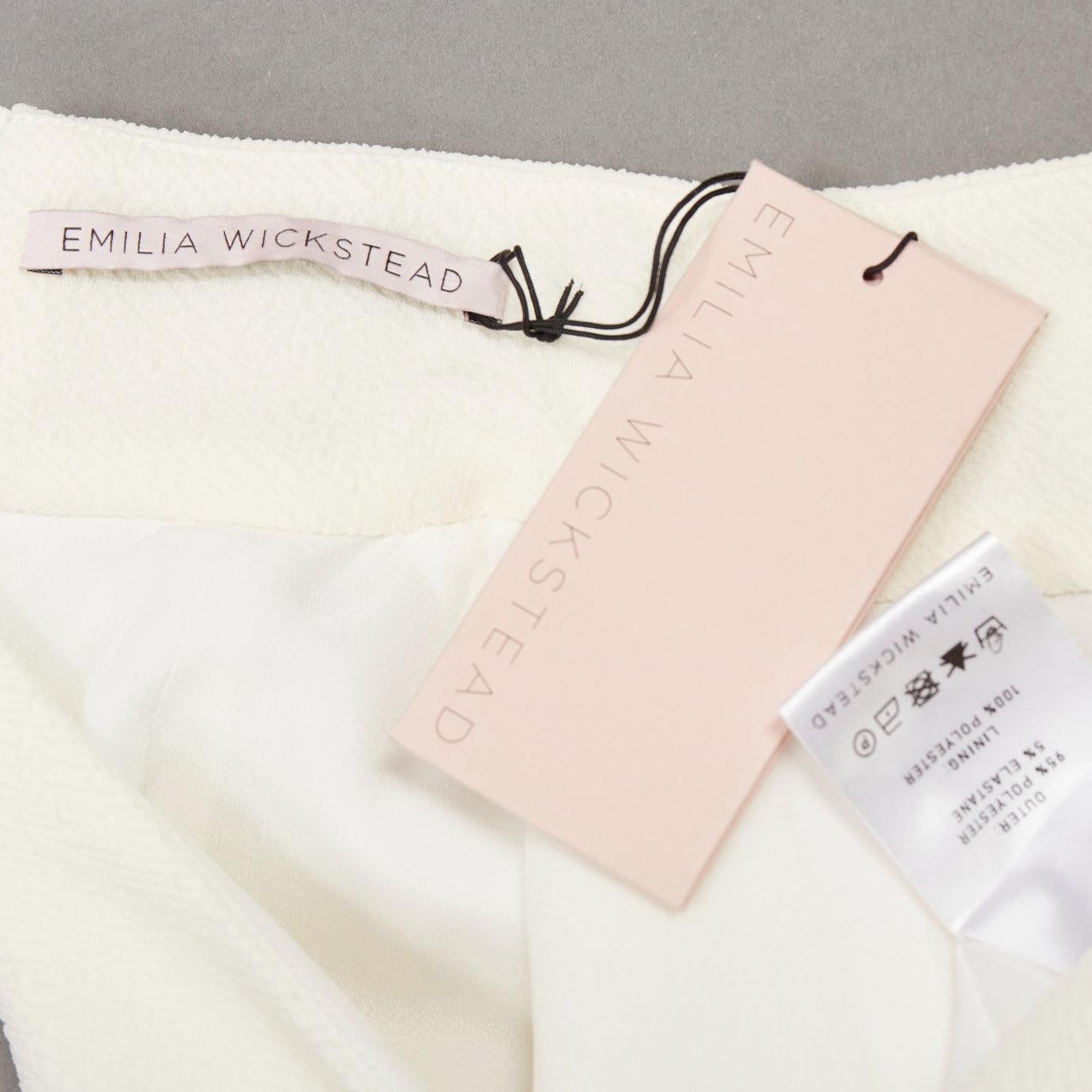 EMILIA WICKSTEAD cream crepe pleated front panel hi neck peplum top UK6 XS For Sale 3