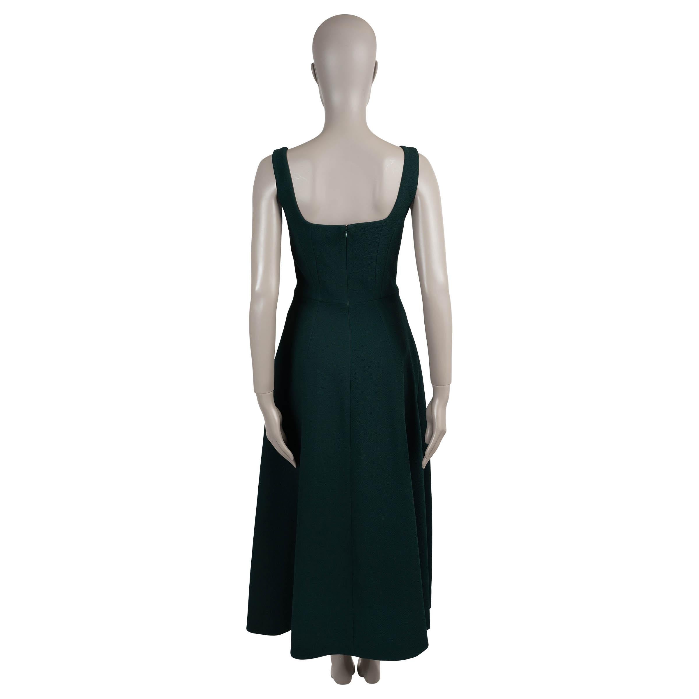 Nero EMILIA WICKSTEAD dark green SHILOH CREPE MIDI Dress UK8 XS in vendita
