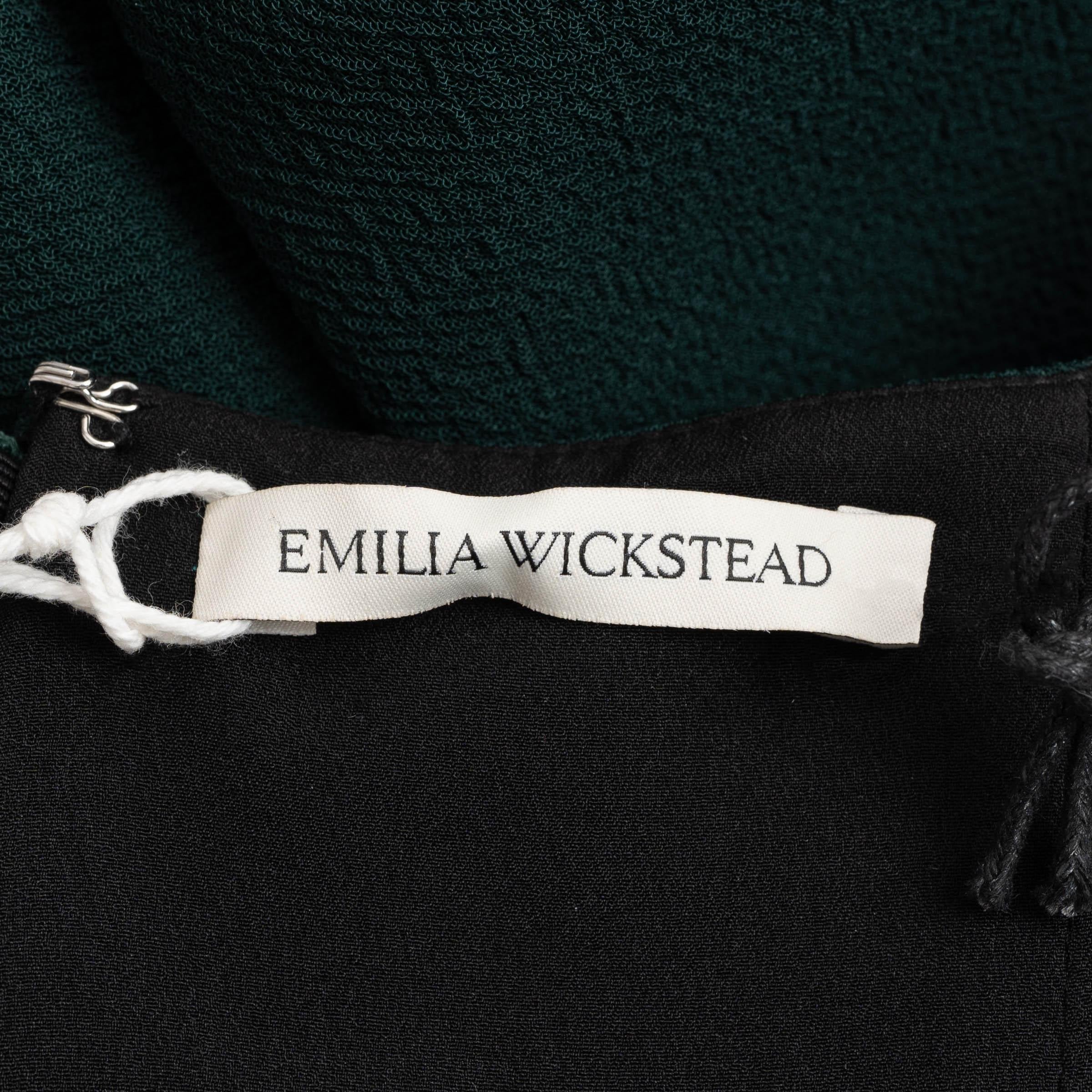 Donna EMILIA WICKSTEAD dark green SHILOH CREPE MIDI Dress UK8 XS in vendita
