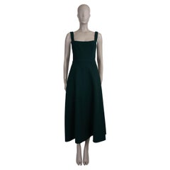 EMILIA WICKSTEAD dark green SHILOH CREPE MIDI Dress UK8 XS