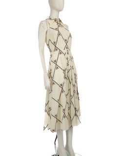 Emilia Wickstead Ecru Floral Sleeveless Midi Dress Size S