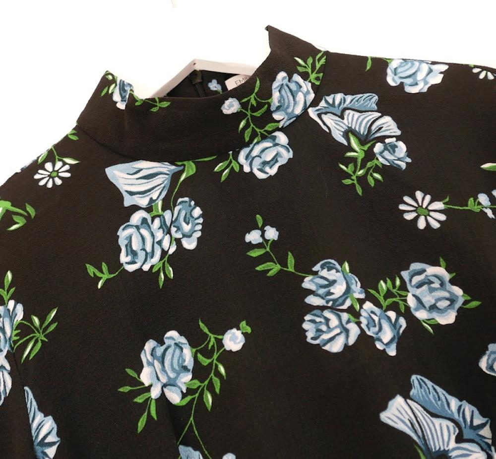 Black Emilia Wickstead Floral Print Top For Sale