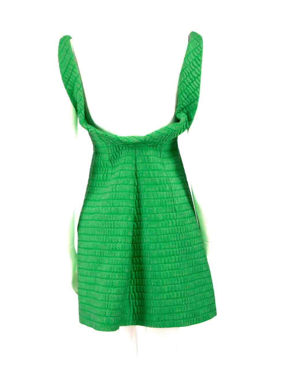 Emilia Wickstead Green Textured Mini Dress Size S In Good Condition For Sale In London, GB