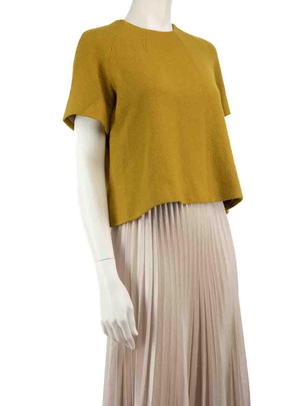 CONDITION is Very good. Minimal wear to top is evident. There is a light mark across the chest area on this used Emilia Wickstead designer resale item.
 
 
 
 Details
 
 
 Green
 
 Wool
 
 Top
 
 Round neck
 
 Short sleeves
 
 Back hook fastening
 
