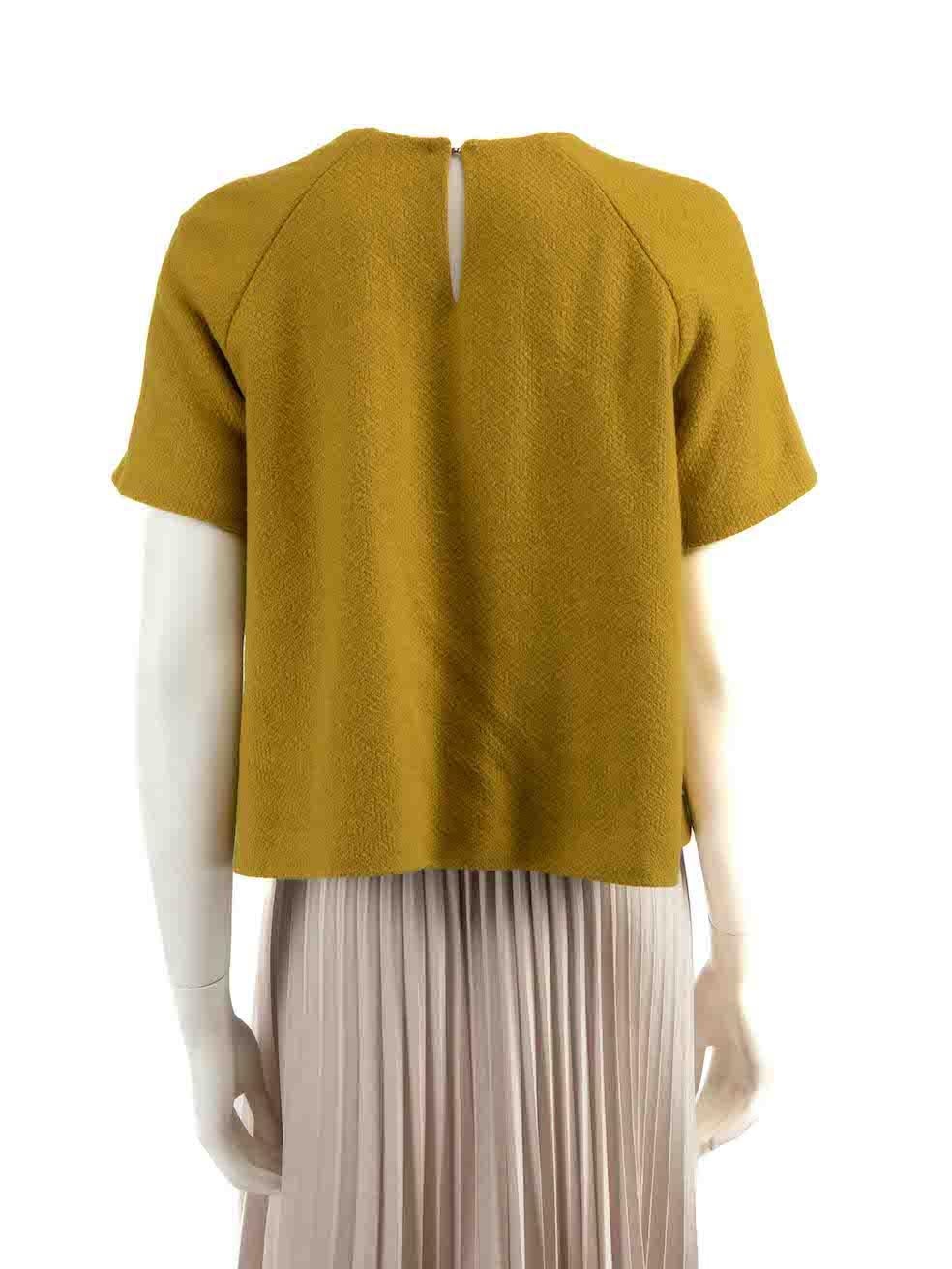 Emilia Wickstead Green Wool Round Neck Top Size M In Excellent Condition For Sale In London, GB