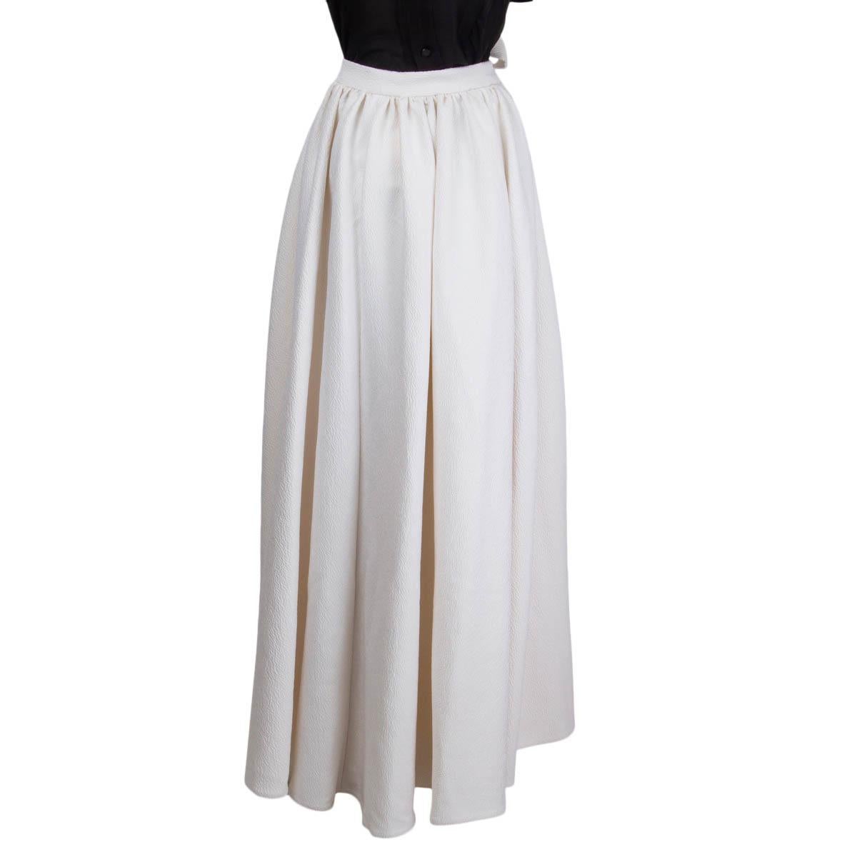 Gray EMILIA WICKSTEAD ivory DOUBLE CLOQUE WRAP MAXI Skirt 12 M For Sale