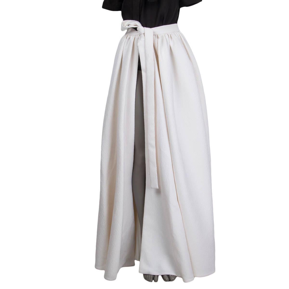 EMILIA WICKSTEAD ivory DOUBLE CLOQUE WRAP MAXI Skirt 12 M For Sale