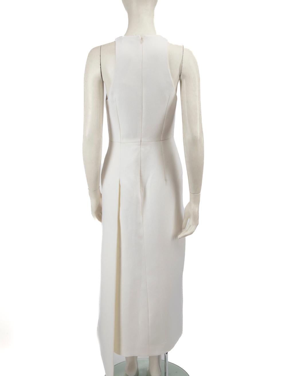 Gray Emilia Wickstead Ivory Wool High Neck Midi Dress Size M