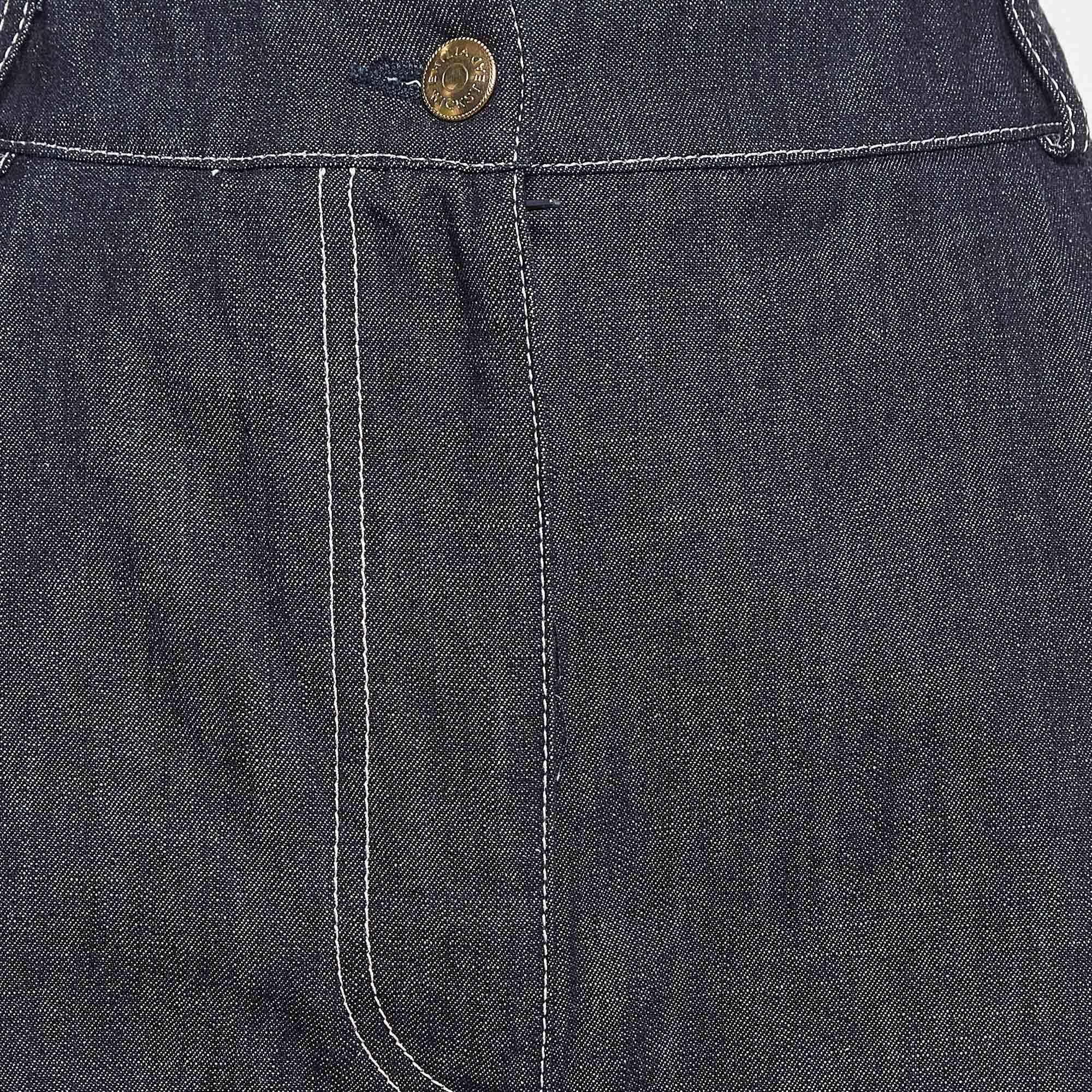 Noir Emilia Wickstead Short évasé en jean bleu marine, taille M en vente