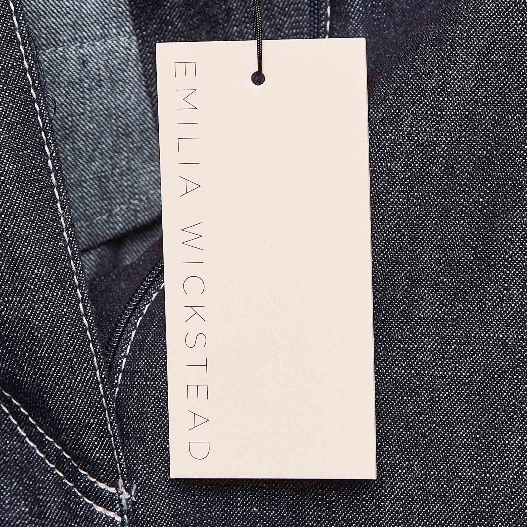 Emilia Wickstead Short évasé en jean bleu marine, taille M en vente 1